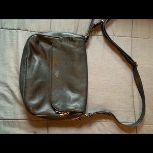 Black fossil leather handbag